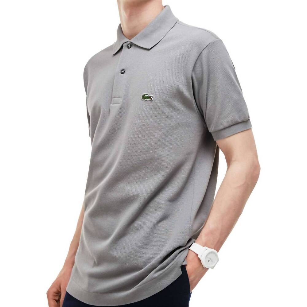 NEW LACOSTE short sleeve classic pique polo in platinum
